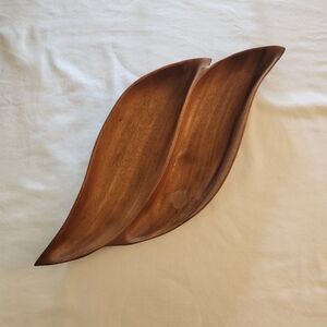 Vintage Monkeypod Wood Divided Dish Catch All Coffee Table